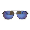 Mens Narrow Rectangle Spring Hinge Luxe Officer Metal Rim Sunglasses