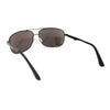 Mens Narrow Rectangle Spring Hinge Luxe Officer Metal Rim Sunglasses