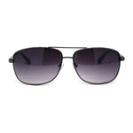 Mens Narrow Rectangle Spring Hinge Luxe Officer Metal Rim Sunglasses