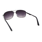 Mens Narrow Rectangle Spring Hinge Luxe Officer Metal Rim Sunglasses