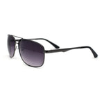 Mens Narrow Rectangle Spring Hinge Luxe Officer Metal Rim Sunglasses