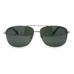 Mens Narrow Rectangle Spring Hinge Luxe Officer Metal Rim Sunglasses