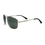 Mens Narrow Rectangle Spring Hinge Luxe Officer Metal Rim Sunglasses