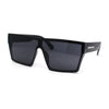 Womens Oversize Flat Top Shield Rectangle Hard Diva Sunglasses