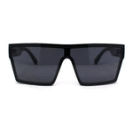 Womens Oversize Flat Top Shield Rectangle Hard Diva Sunglasses