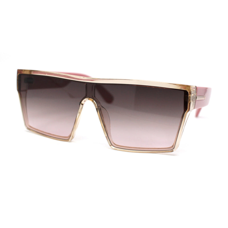 Womens Oversize Flat Top Shield Rectangle Hard Diva Sunglasses