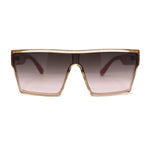 Womens Oversize Flat Top Shield Rectangle Hard Diva Sunglasses