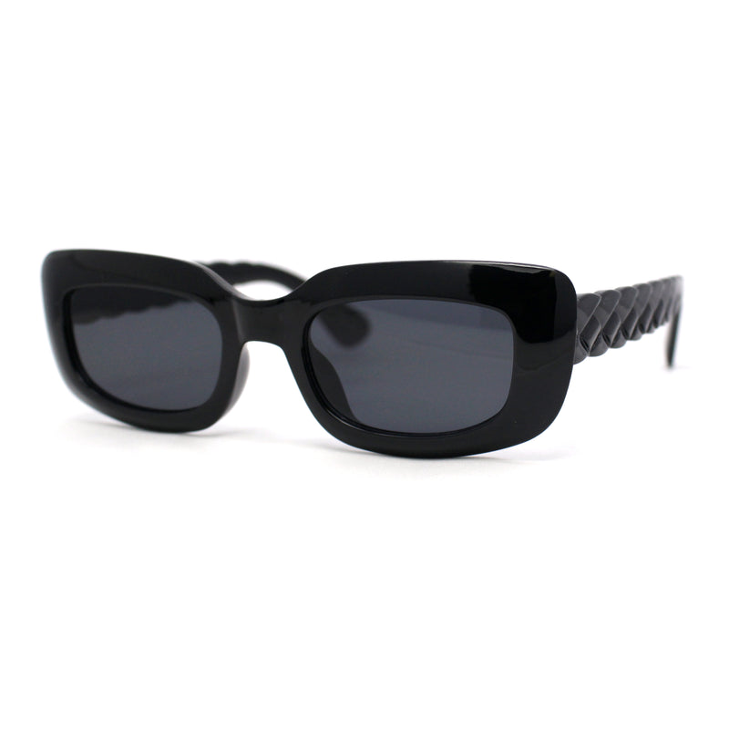 Womens Mod Rectangle Subtle Weave Pattern Arm Sunglasses