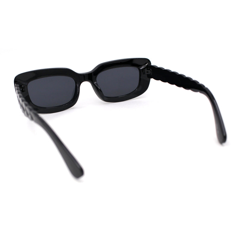 Womens Mod Rectangle Subtle Weave Pattern Arm Sunglasses