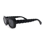 Womens Mod Rectangle Subtle Weave Pattern Arm Sunglasses