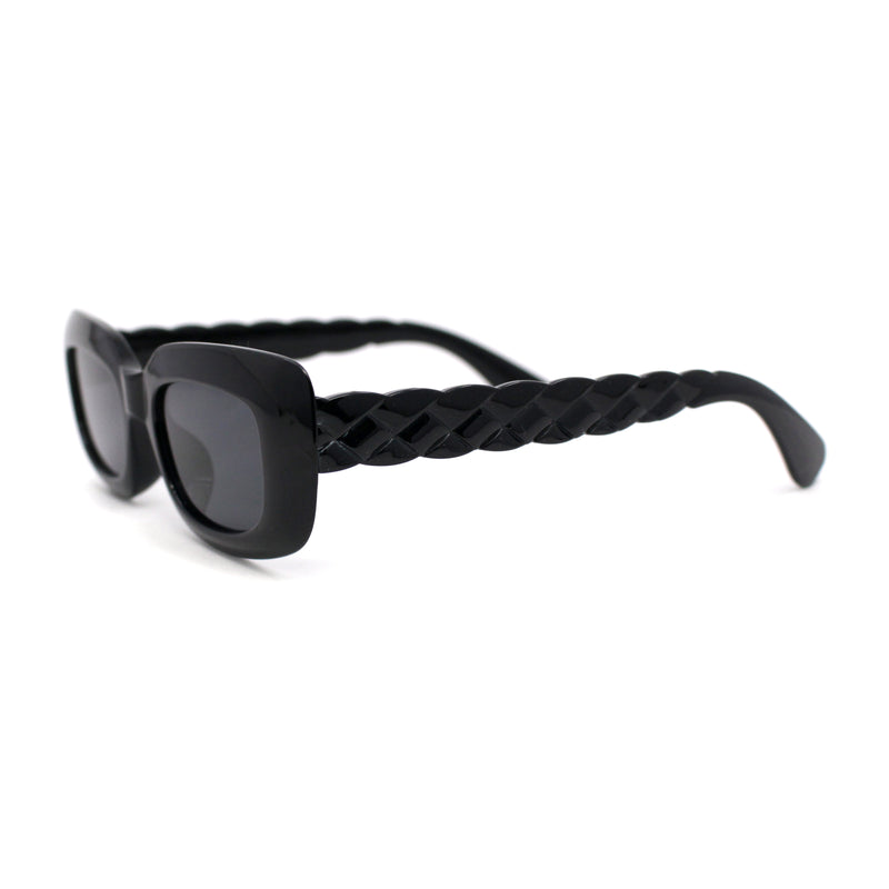 Womens Mod Rectangle Subtle Weave Pattern Arm Sunglasses