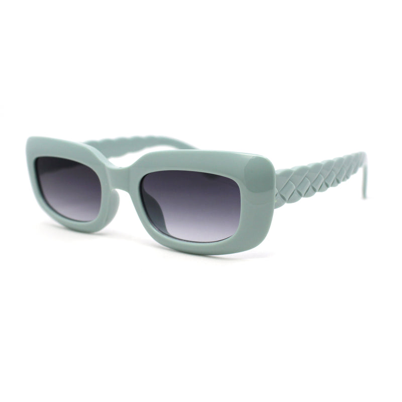 Womens Mod Rectangle Subtle Weave Pattern Arm Sunglasses