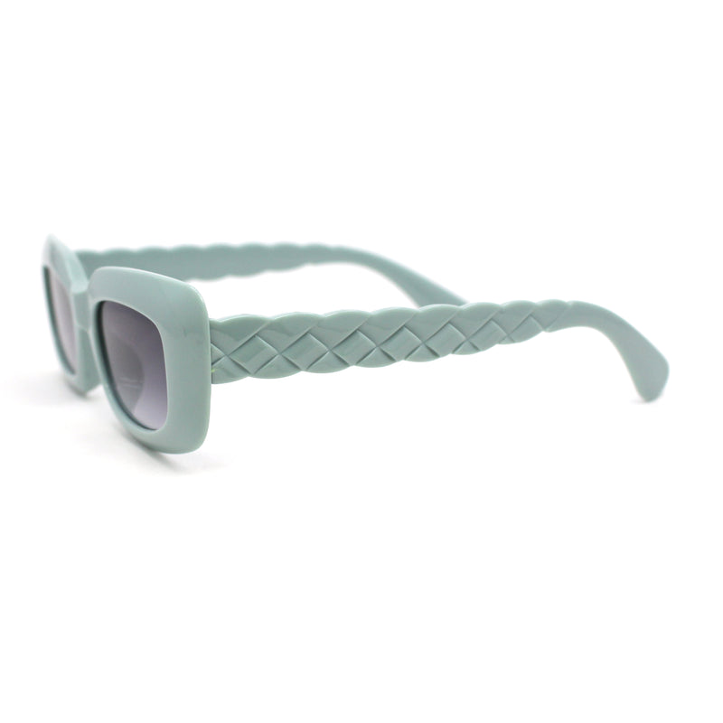 Womens Mod Rectangle Subtle Weave Pattern Arm Sunglasses