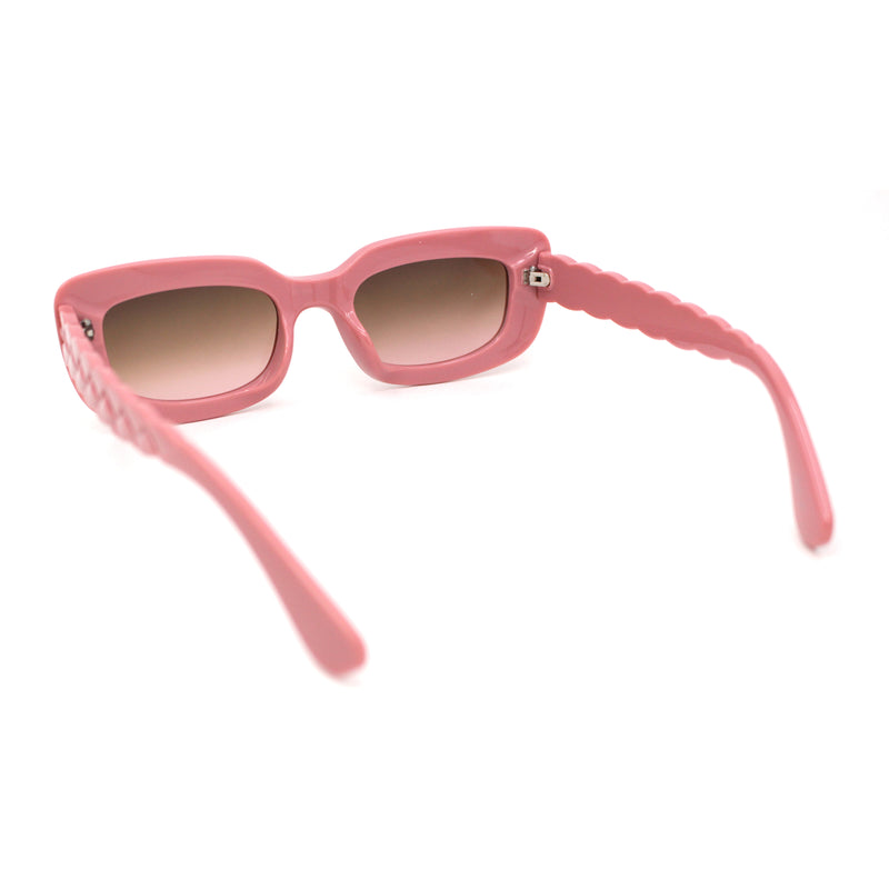 Womens Mod Rectangle Subtle Weave Pattern Arm Sunglasses