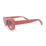 Womens Mod Rectangle Subtle Weave Pattern Arm Sunglasses