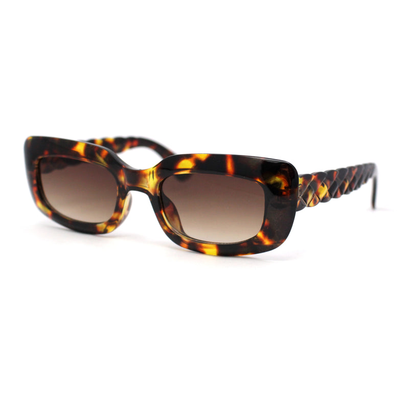 Womens Mod Rectangle Subtle Weave Pattern Arm Sunglasses