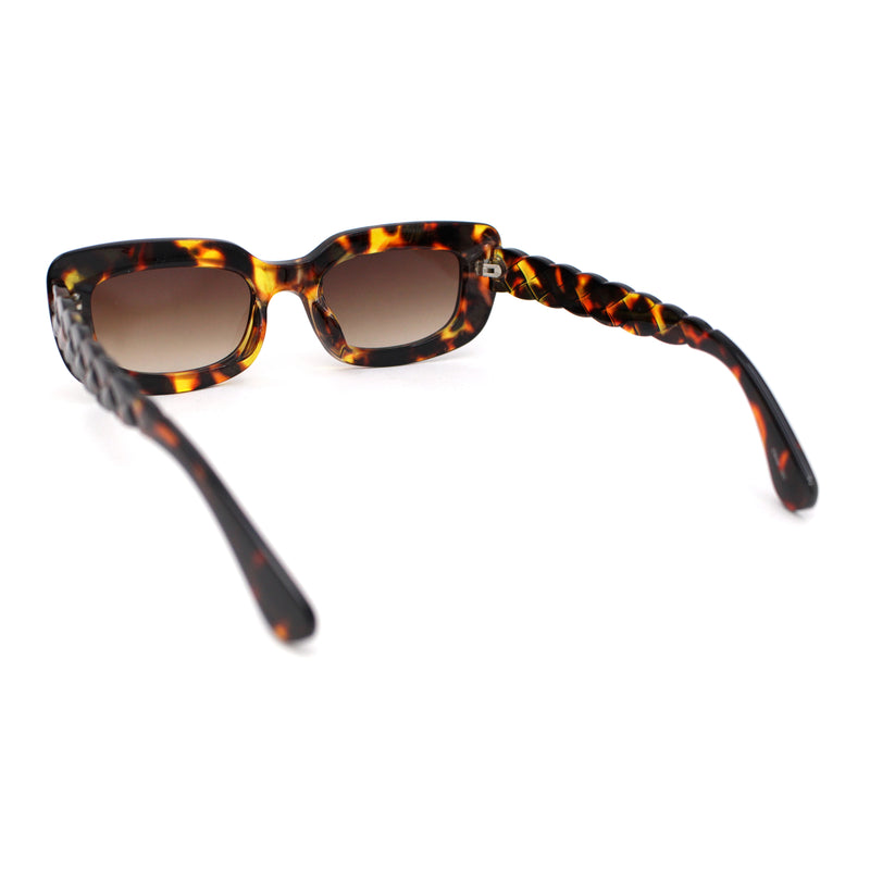 Womens Mod Rectangle Subtle Weave Pattern Arm Sunglasses