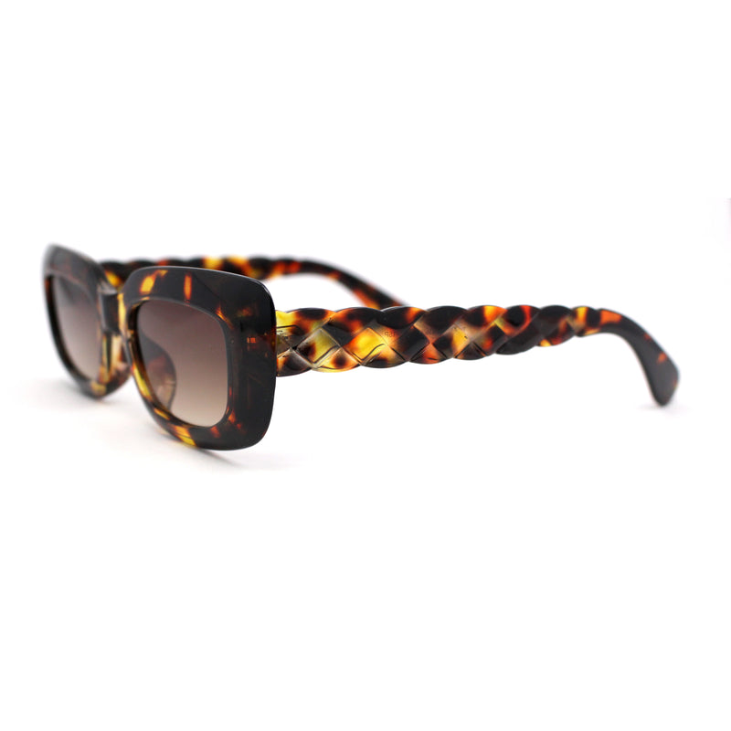 Womens Mod Rectangle Subtle Weave Pattern Arm Sunglasses