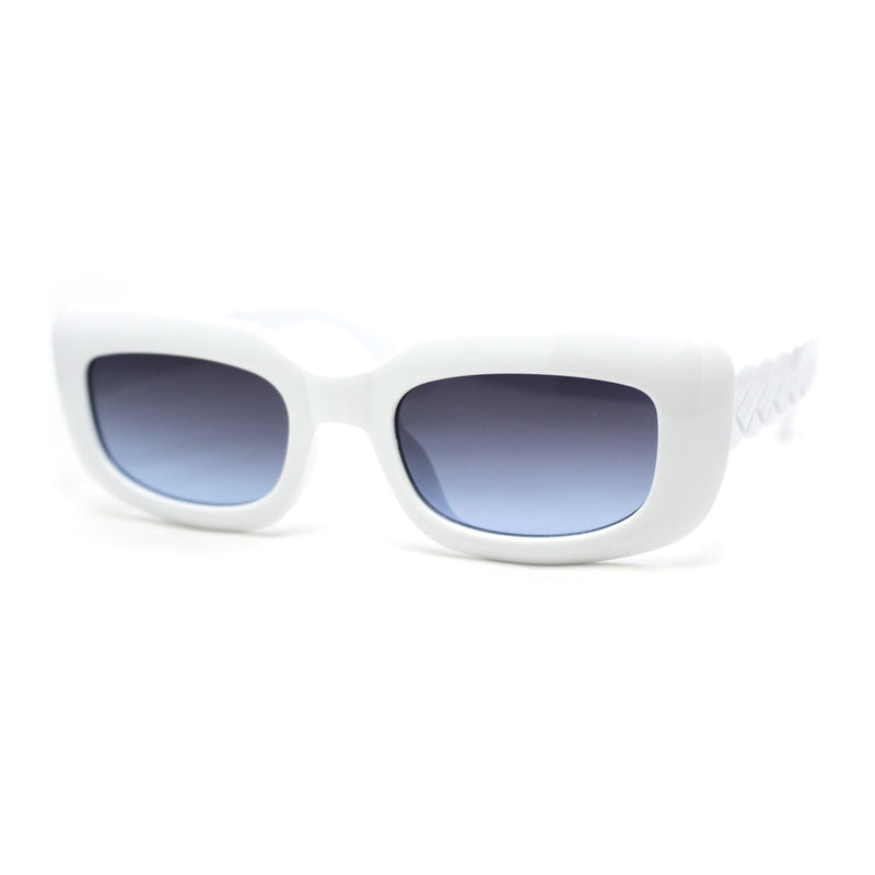 Womens Mod Rectangle Subtle Weave Pattern Arm Sunglasses