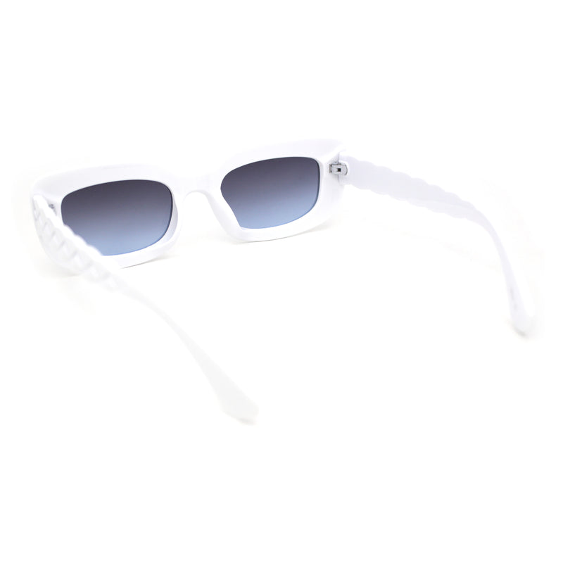 Womens Mod Rectangle Subtle Weave Pattern Arm Sunglasses