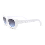 Womens Mod Rectangle Subtle Weave Pattern Arm Sunglasses