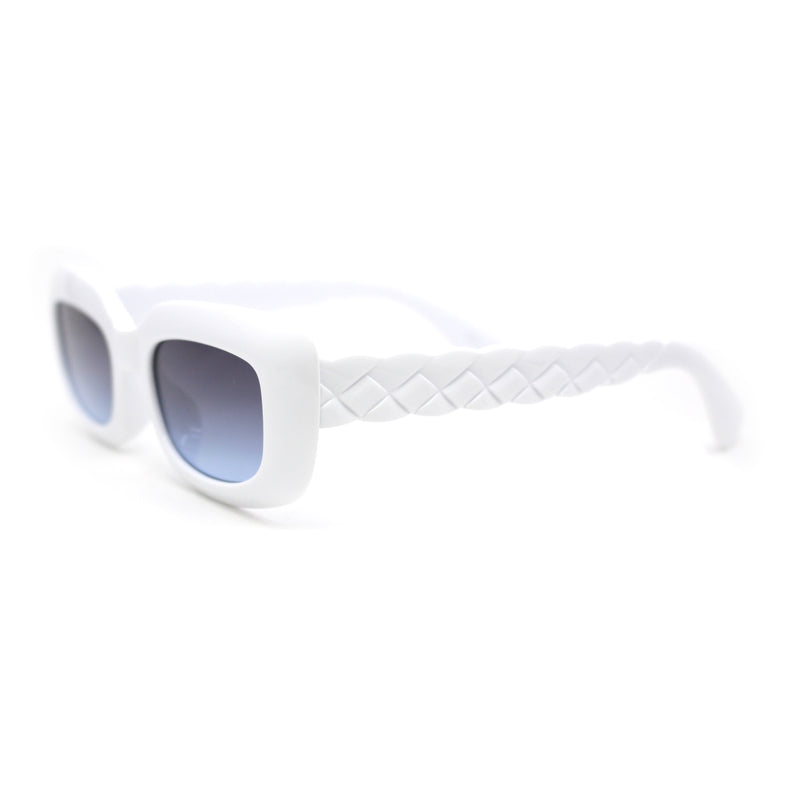 Womens Mod Rectangle Subtle Weave Pattern Arm Sunglasses