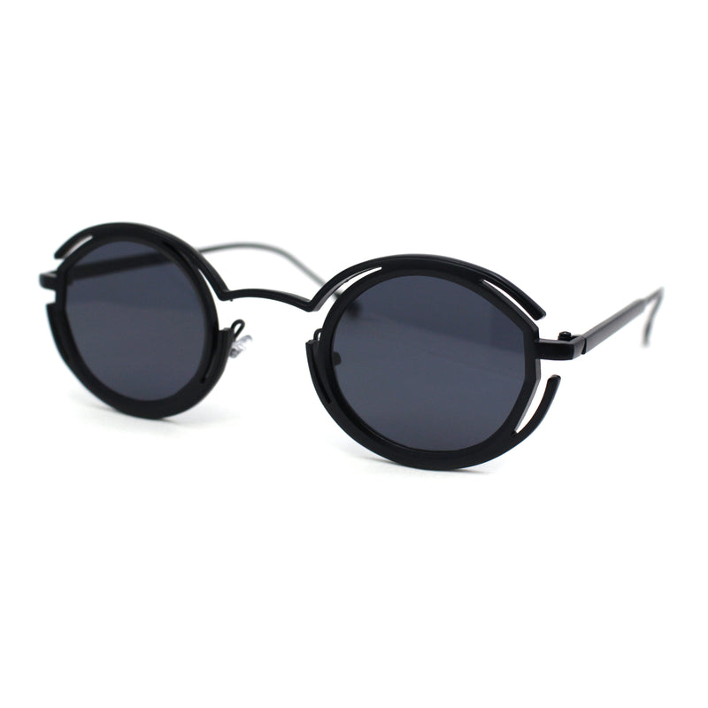 Oval Art Deco Geometric Design Metal Rim Retro Sunglasses