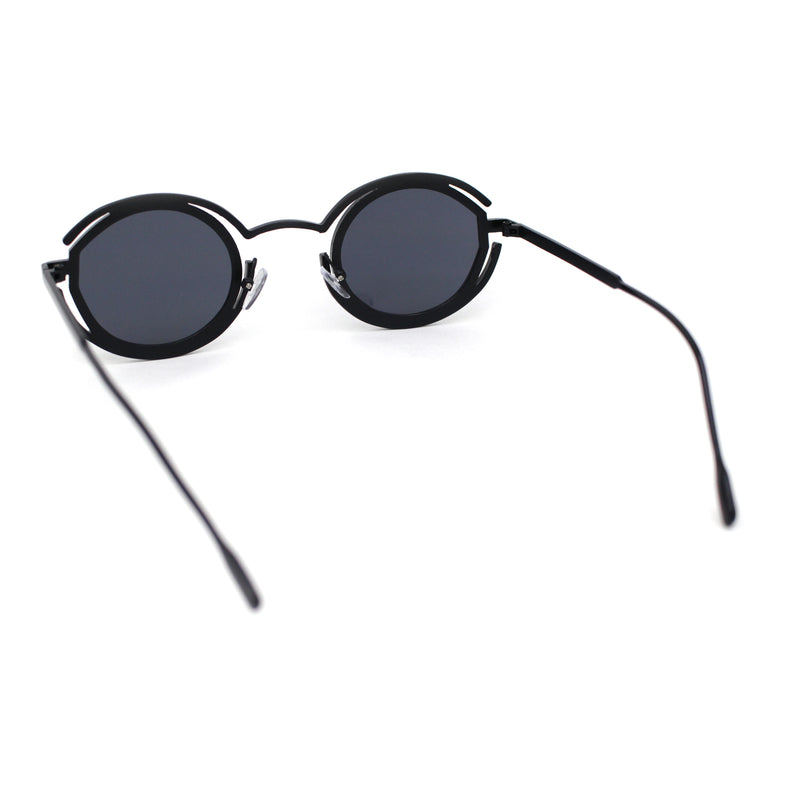 Oval Art Deco Geometric Design Metal Rim Retro Sunglasses