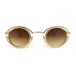 Oval Art Deco Geometric Design Metal Rim Retro Sunglasses