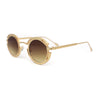 Oval Art Deco Geometric Design Metal Rim Retro Sunglasses