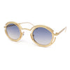 Oval Art Deco Geometric Design Metal Rim Retro Sunglasses