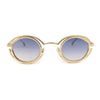 Oval Art Deco Geometric Design Metal Rim Retro Sunglasses