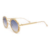 Oval Art Deco Geometric Design Metal Rim Retro Sunglasses