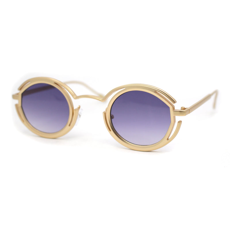 Oval Art Deco Geometric Design Metal Rim Retro Sunglasses