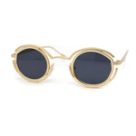 Oval Art Deco Geometric Design Metal Rim Retro Sunglasses