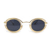 Oval Art Deco Geometric Design Metal Rim Retro Sunglasses