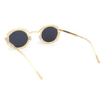 Oval Art Deco Geometric Design Metal Rim Retro Sunglasses