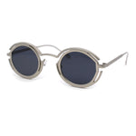 Oval Art Deco Geometric Design Metal Rim Retro Sunglasses