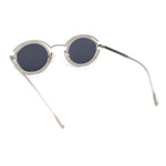 Oval Art Deco Geometric Design Metal Rim Retro Sunglasses