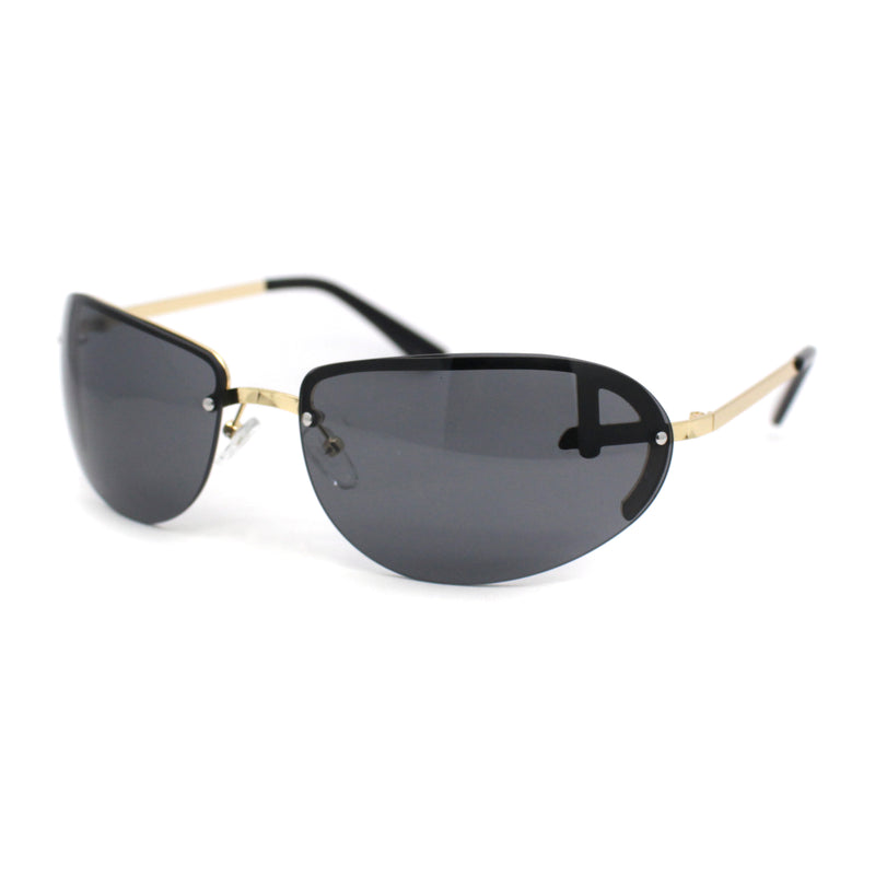 Classy Rimless Oval Metal Rim Luxury Gentlemanly Sunglasses