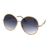 Womens Oversize Round Inlay Tortoise Metal Rim Fashion Sunglasses