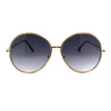 Womens Oversize Round Inlay Tortoise Metal Rim Fashion Sunglasses