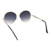 Womens Oversize Round Inlay Tortoise Metal Rim Fashion Sunglasses