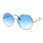 Womens Oversize Round Inlay Tortoise Metal Rim Fashion Sunglasses