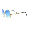 Womens Oversize Round Inlay Tortoise Metal Rim Fashion Sunglasses