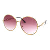 Womens Oversize Round Inlay Tortoise Metal Rim Fashion Sunglasses