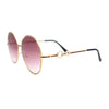 Womens Oversize Round Inlay Tortoise Metal Rim Fashion Sunglasses