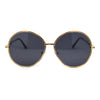 Womens Oversize Round Inlay Tortoise Metal Rim Fashion Sunglasses