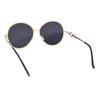 Womens Oversize Round Inlay Tortoise Metal Rim Fashion Sunglasses