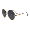 Womens Oversize Round Inlay Tortoise Metal Rim Fashion Sunglasses